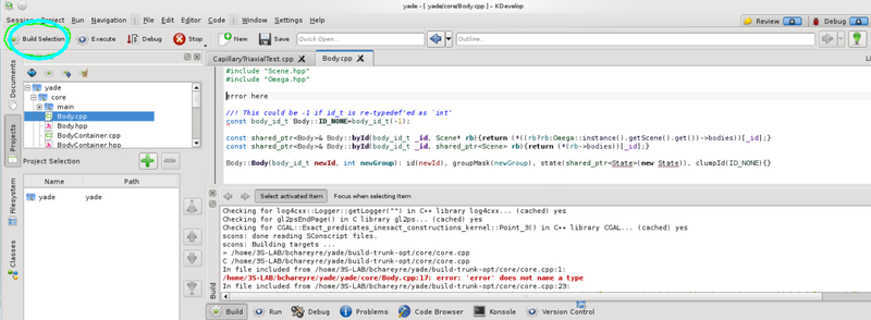 Compiling from kdevelop will display links to where the errors are, as well as different formated listings of warnings FIXMEs, TODOs,...